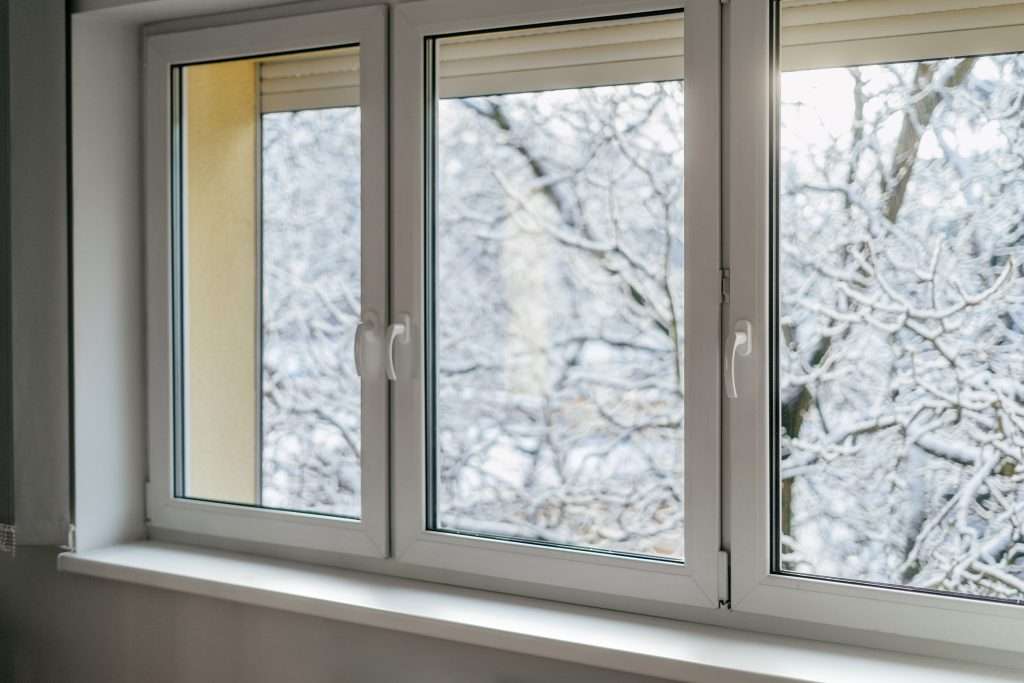new pvc window frame with high thermal insulation values in room
